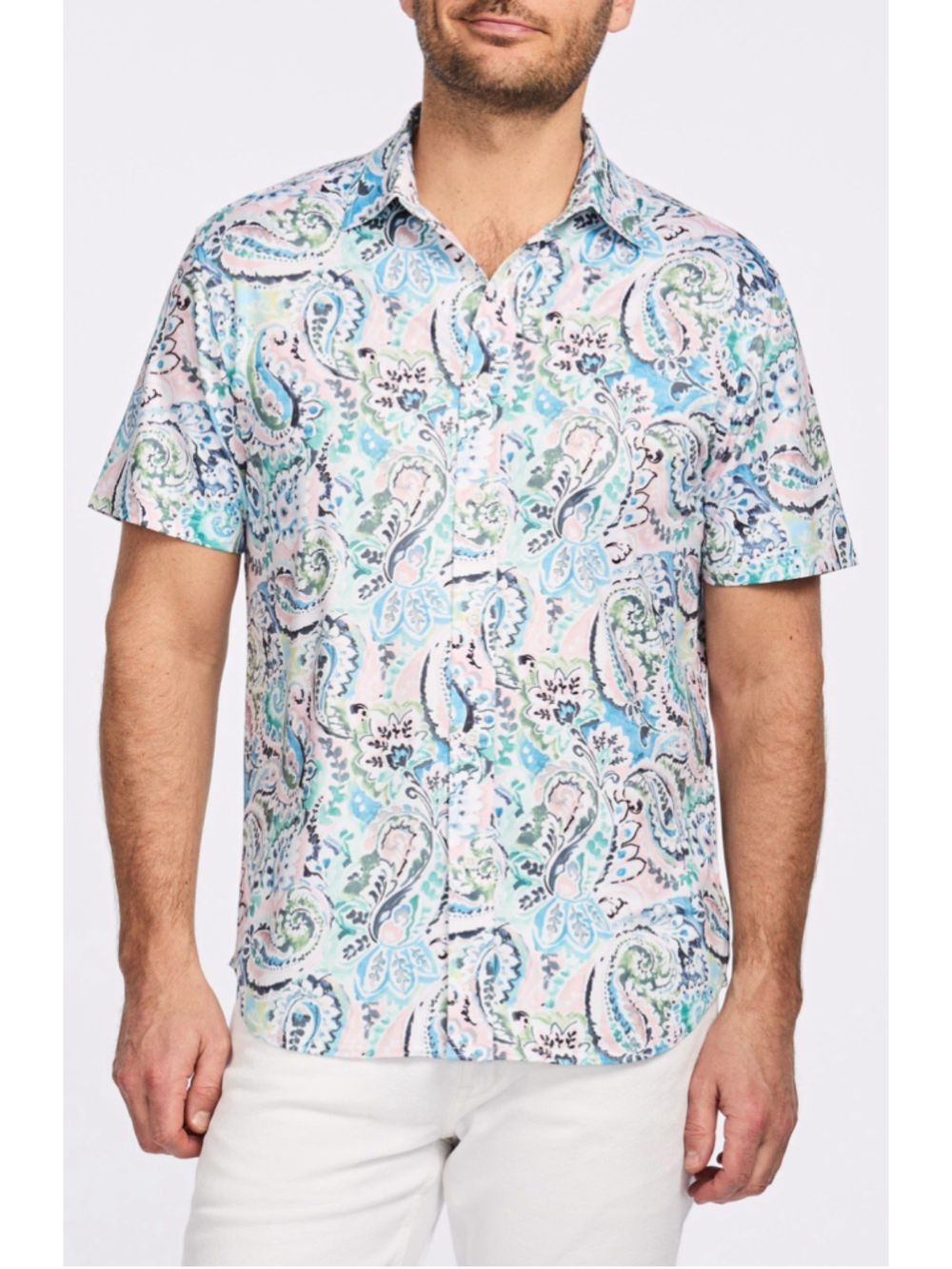 Robert Graham Shirt Floral Print Paisley Button Down Mens Large Stretch